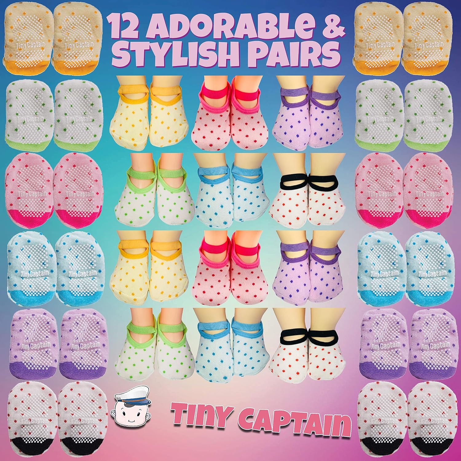 Baby Toddler Girls Grip Socks anti Slip W/Strap Socks Girl 0-7 Years Old Gift Set Age 1-7 Socks with Grippers