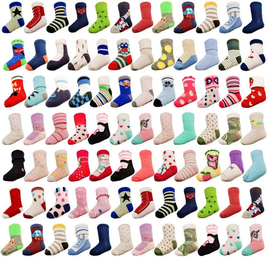 20 Pairs Baby Boy Girl Socks Wholesale Cotton Socks Bundle (Pattern at Random)