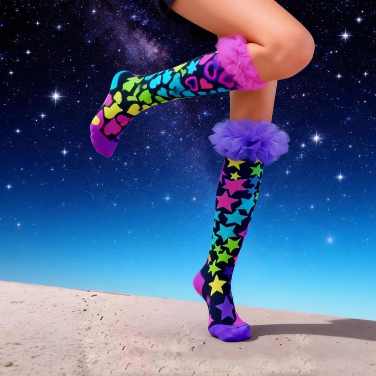 Crazy Socks for Kids Girls 3D Silly Wacky Fun Socks Knee High | Girls Socks 5-16 Years Stretch Long Socks, Crazy Sock Day Halloween Christmas Birthday Easter Party Gift School Wear