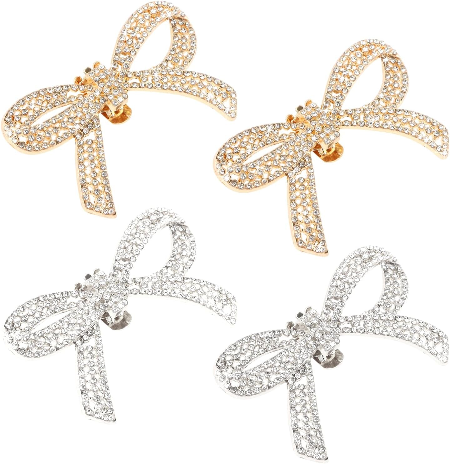2 Pairs Shoe Clips,Rhinestone Bow Shoe Clips,Detachable Classic Fashion Sparkling Bow Heels,Heels Accessories Fashion Bridal Wedding Shoe Jewelry Clips Shoes Jewelry Decoration