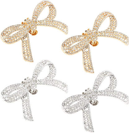 2 Pairs Shoe Clips,Rhinestone Bow Shoe Clips,Detachable Classic Fashion Sparkling Bow Heels,Heels Accessories Fashion Bridal Wedding Shoe Jewelry Clips Shoes Jewelry Decoration