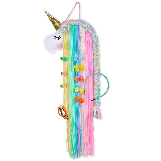Unicorn Hair Bow Holder for Girls Wall Hanging Decor and Baby Hair Clip Hanger Organizer, Rainbow