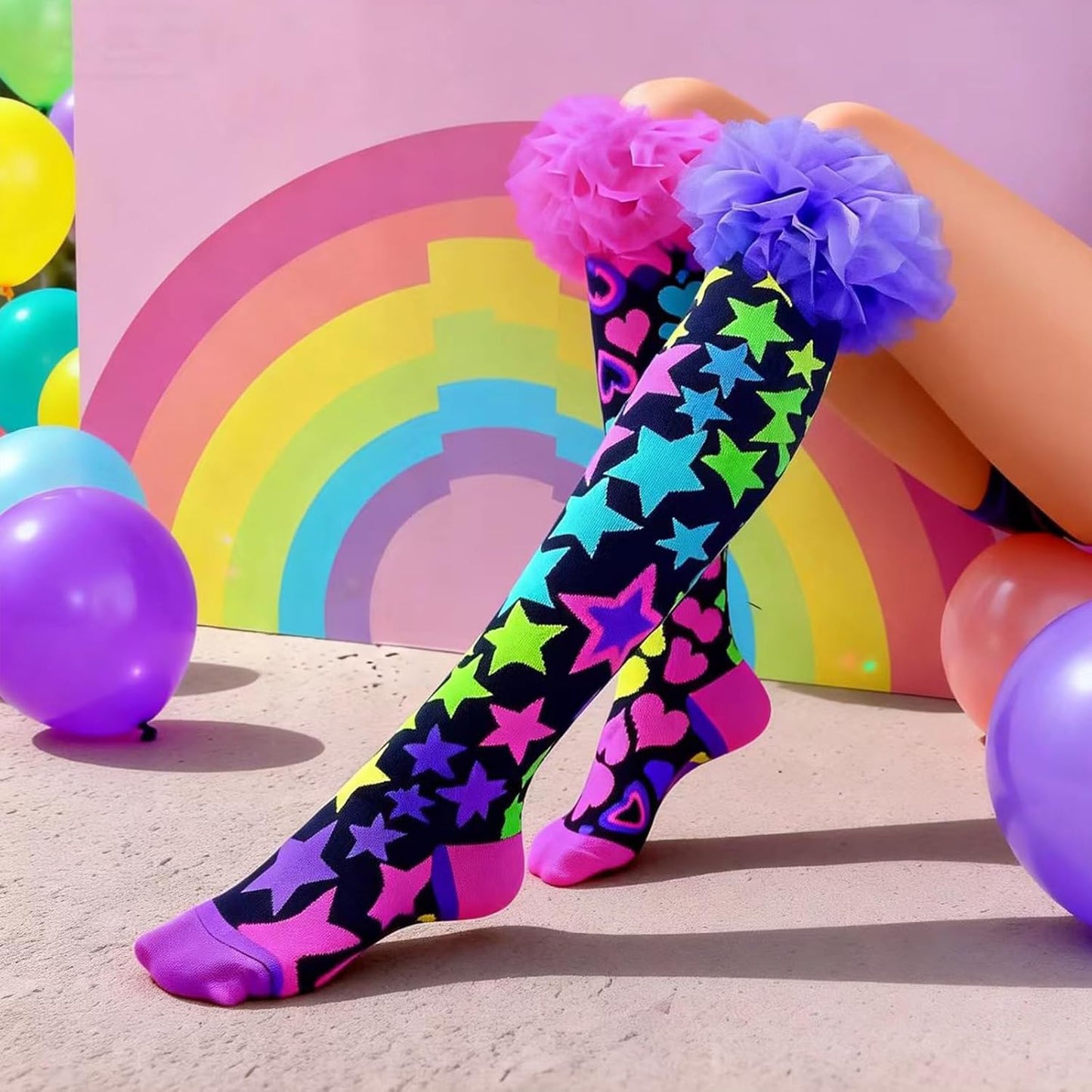 Crazy Socks for Kids Girls 3D Silly Wacky Fun Socks Knee High | Girls Socks 5-16 Years Stretch Long Socks, Crazy Sock Day Halloween Christmas Birthday Easter Party Gift School Wear