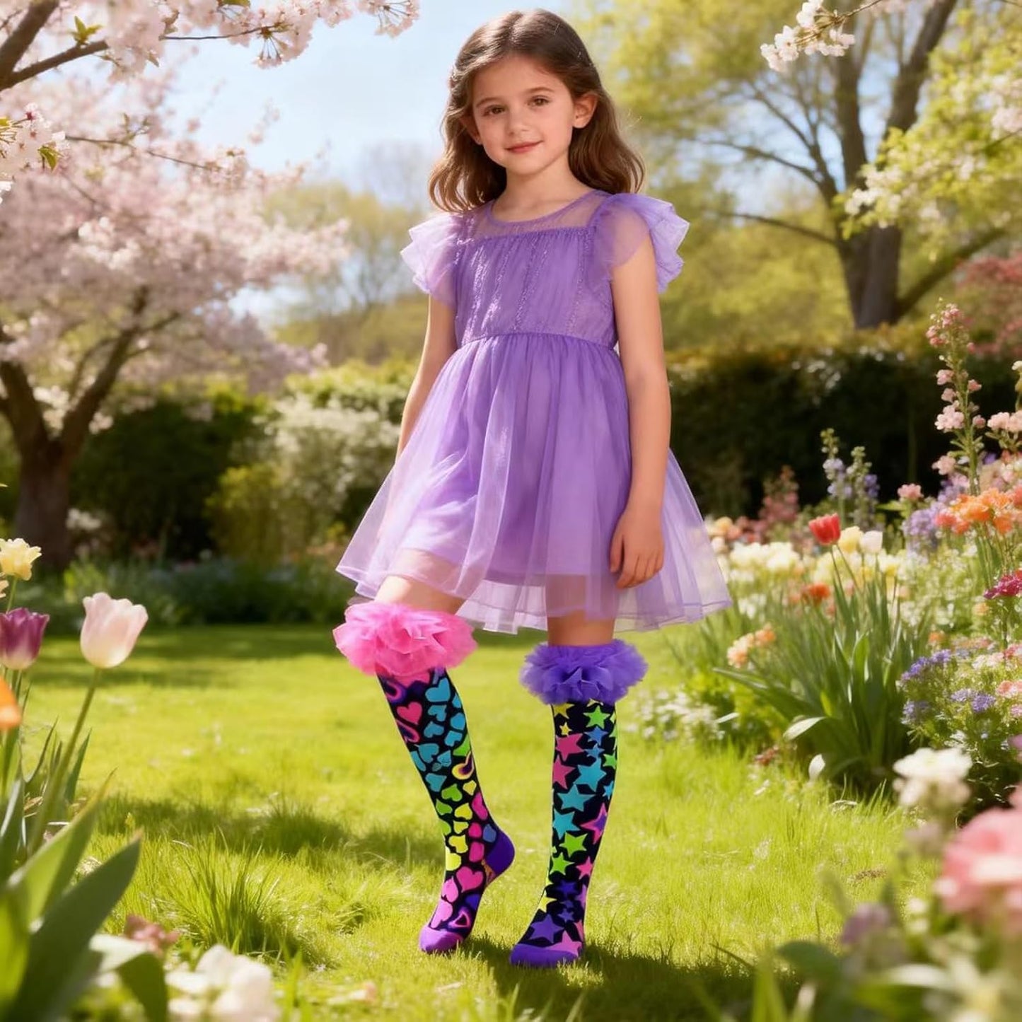 Crazy Socks for Kids Girls 3D Silly Wacky Fun Socks Knee High | Girls Socks 5-16 Years Stretch Long Socks, Crazy Sock Day Halloween Christmas Birthday Easter Party Gift School Wear
