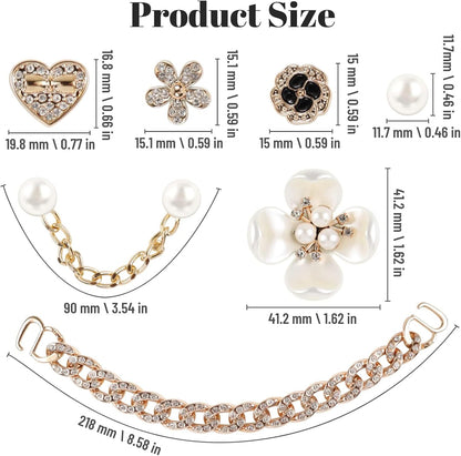 18 Pcs Bling Shoe Charms for Women, Flower Pearl Clog Shoes Accessories, Fashion Crystal Rhinestone Shoes Charms Pearl Chain DIY Sandals Decoration for Women Birthday Party Favors Accessories