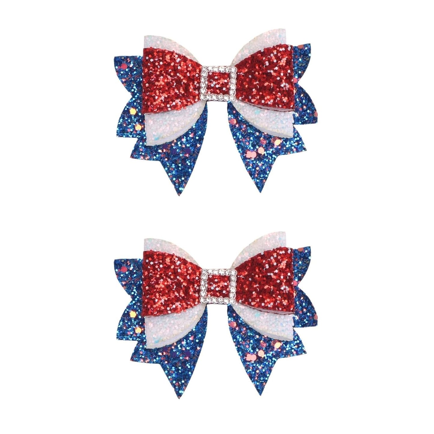 4Th of July Patriotic Hair Bows Alligator Clip for Girls Glitter Sparkly Red White Blue Sequin Cheer Barrettes Hairpins Independence Day Xmas Party Outfit Dress Decor Accessory Gift 3.5"