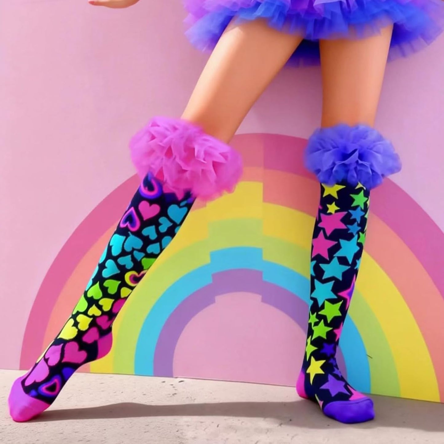 Crazy Socks for Kids Girls 3D Silly Wacky Fun Socks Knee High | Girls Socks 5-16 Years Stretch Long Socks, Crazy Sock Day Halloween Christmas Birthday Easter Party Gift School Wear