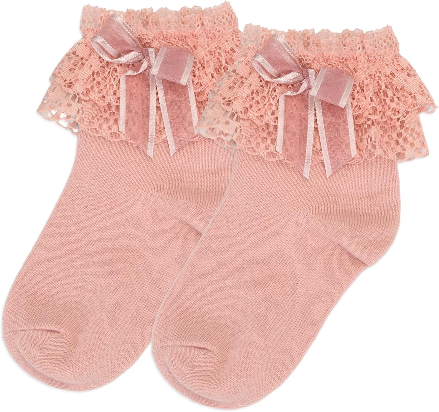 Toddler Girls Ruffle Socks Little Baby Cute Bowknot Lace Dress Socks 6 Pairs