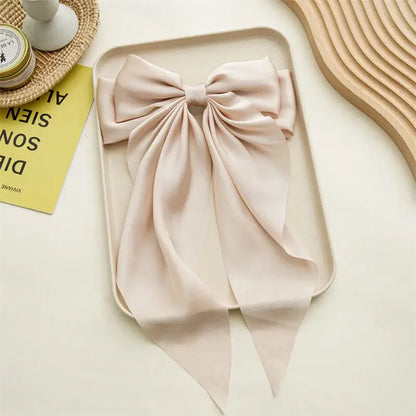 Solid Color Satin Ribbon Big Bows Hairpin Spring Clips Hair Accessories for Women Girls Trendy Korean Summer Headwear 2024