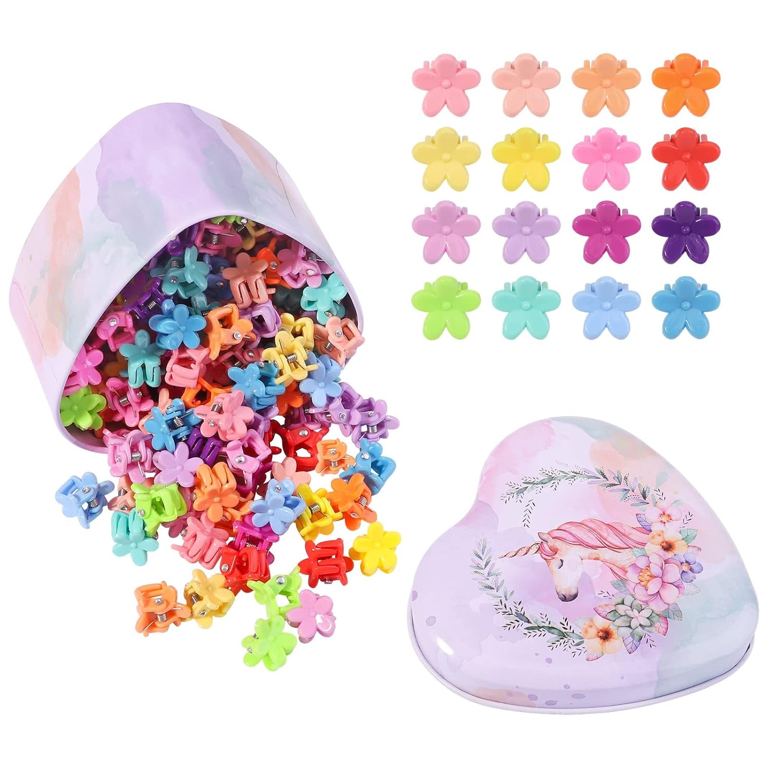 128PCS Baby Girls Small Barrettes Hair Claw Clips Flower Hair Hair Accessories Barrattes for School Girls Kids Teens