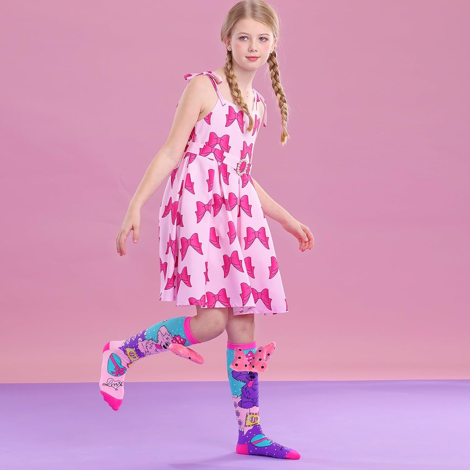 Crazy Socks for Kids Girls 3D Silly Wacky Fun Socks Knee High | Girls Socks 5-16 Years Stretch Long Socks, Crazy Sock Day Halloween Christmas Birthday Easter Party Gift School Wear