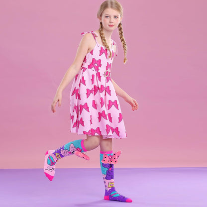 Crazy Socks for Kids Girls 3D Silly Wacky Fun Socks Knee High | Girls Socks 5-16 Years Stretch Long Socks, Crazy Sock Day Halloween Christmas Birthday Easter Party Gift School Wear