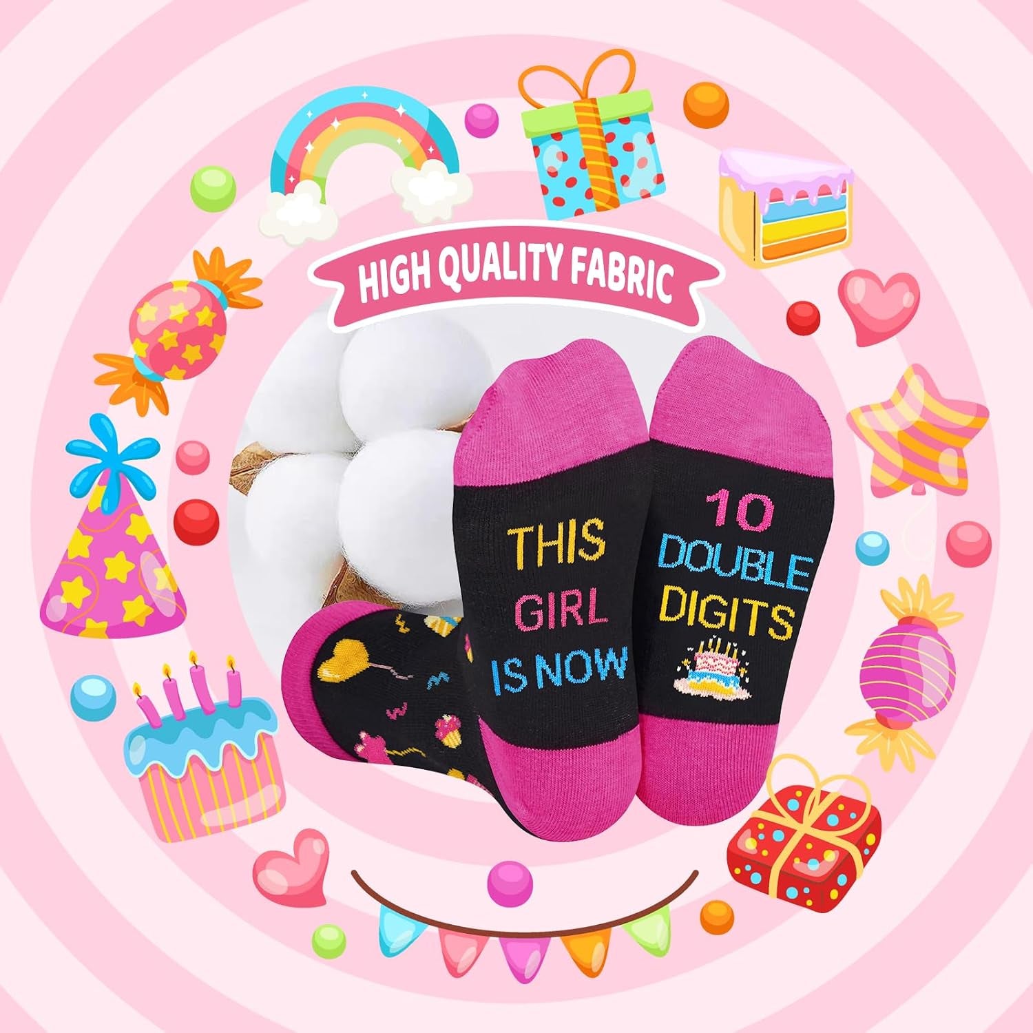 10 Year Old Girl Birthday Gifts Ideas, Tween Girls Gifts Socks with Sayings Presents for 10 Year Old Girls, DOUBLE DIGITS Girl Socks, 10Th Birthday Gift for Daughter