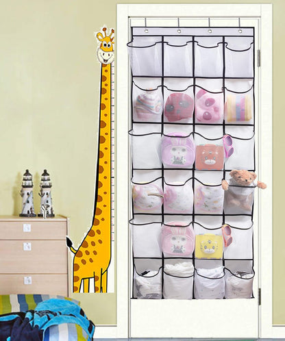 2 Pack over the Door Shoe Organizer 24 Large Mesh Pockets Hanging Shoe Holder Rack for Closet (White)