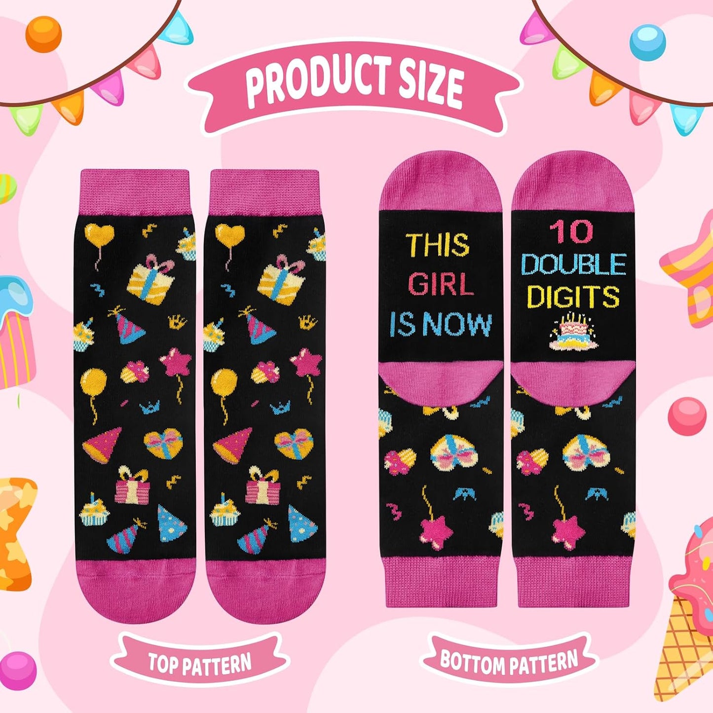 10 Year Old Girl Birthday Gifts Ideas, Tween Girls Gifts Socks with Sayings Presents for 10 Year Old Girls, DOUBLE DIGITS Girl Socks, 10Th Birthday Gift for Daughter