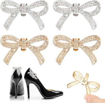 2 Pairs Shoe Clips,Rhinestone Bow Shoe Clips,Detachable Classic Fashion Sparkling Bow Heels,Heels Accessories Fashion Bridal Wedding Shoe Jewelry Clips Shoes Jewelry Decoration