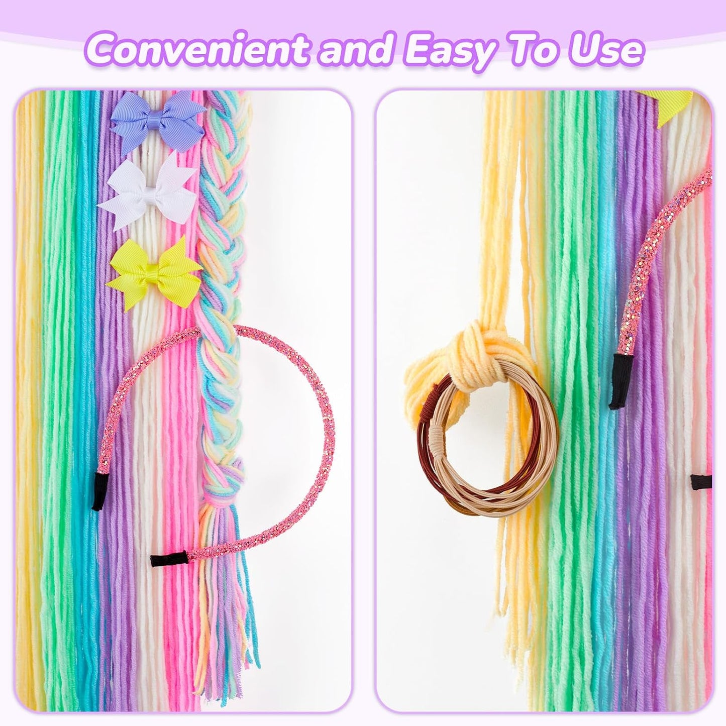 Unicorn Hair Bow Holder for Girls Wall Hanging Decor and Baby Hair Clip Hanger Organizer, Rainbow