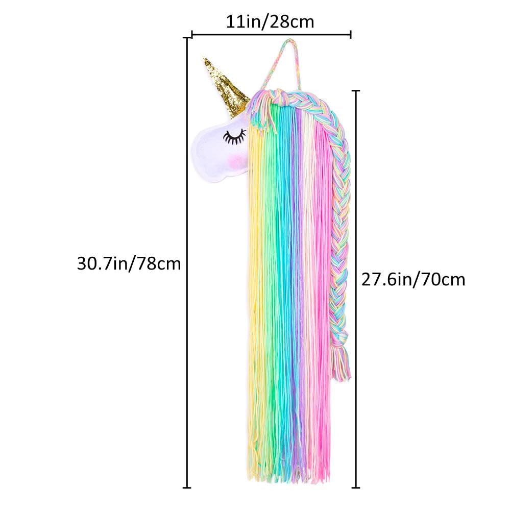 Unicorn Hair Bow Holder for Girls Wall Hanging Decor and Baby Hair Clip Hanger Organizer, Rainbow