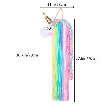 Unicorn Hair Bow Holder for Girls Wall Hanging Decor and Baby Hair Clip Hanger Organizer, Rainbow