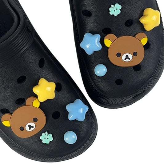 10PCS Summer Fashion Shoe Charms Set Accessories for Clogs Shoe Buckle Cute Resin Bear Pentagram DIY Shoes Decorations