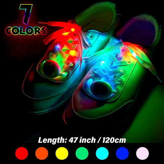 Illuminate Your Steps with 2Pcs LED Sport Luminous Shoelaces - No Tie, Glow-in-the-Dark Fun for Every Occasion!