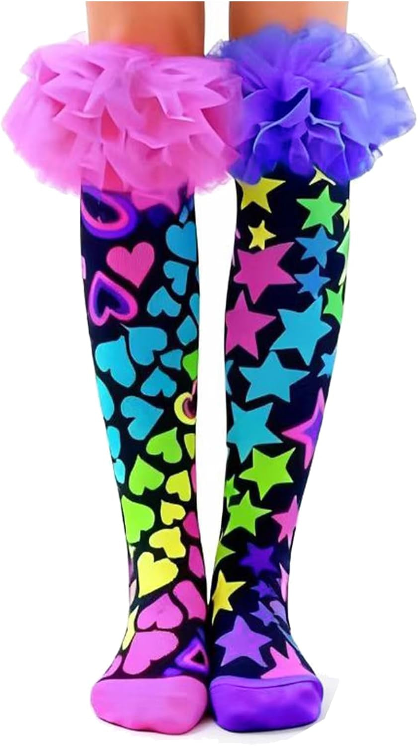 Crazy Socks for Kids Girls 3D Silly Wacky Fun Socks Knee High | Girls Socks 5-16 Years Stretch Long Socks, Crazy Sock Day Halloween Christmas Birthday Easter Party Gift School Wear