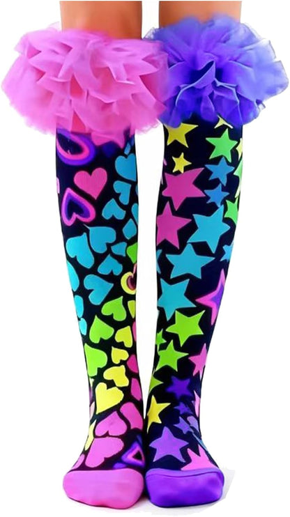 Crazy Socks for Kids Girls 3D Silly Wacky Fun Socks Knee High | Girls Socks 5-16 Years Stretch Long Socks, Crazy Sock Day Halloween Christmas Birthday Easter Party Gift School Wear