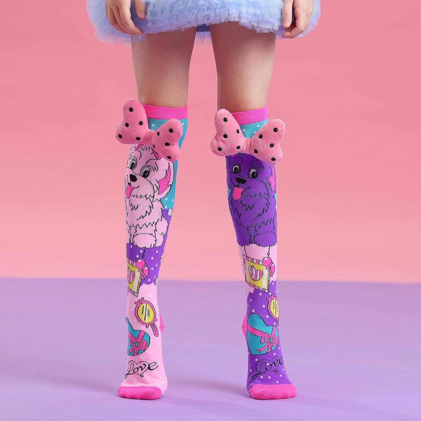 Crazy Socks for Kids Girls 3D Silly Wacky Fun Socks Knee High | Girls Socks 5-16 Years Stretch Long Socks, Crazy Sock Day Halloween Christmas Birthday Easter Party Gift School Wear