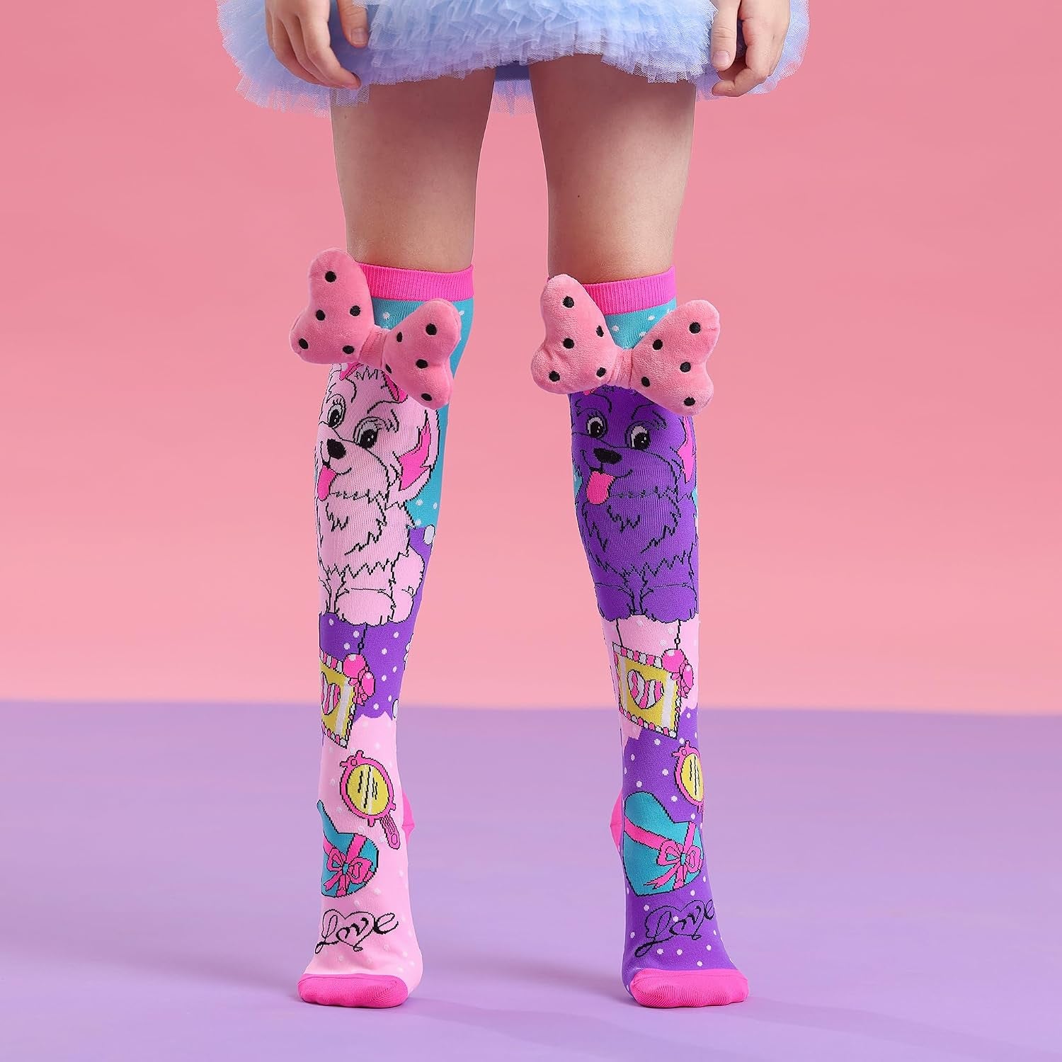 Crazy Socks for Kids Girls 3D Silly Wacky Fun Socks Knee High | Girls Socks 5-16 Years Stretch Long Socks, Crazy Sock Day Halloween Christmas Birthday Easter Party Gift School Wear