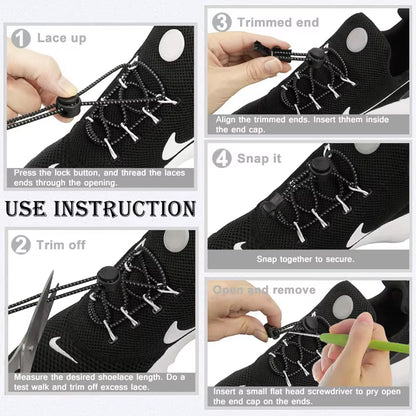 Round Elastic Shoelaces Suitable for Various Shoe Accessories No Tie Shoelace Fixed Stretching Locking Lazy Laces 1 Pair