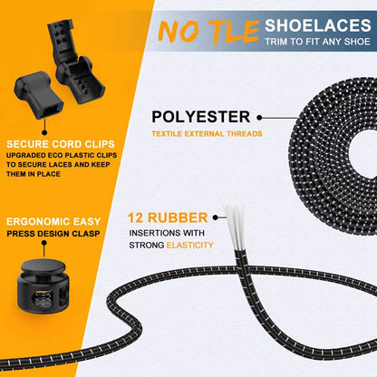 Round Elastic Shoelaces Suitable for Various Shoe Accessories No Tie Shoelace Fixed Stretching Locking Lazy Laces 1 Pair