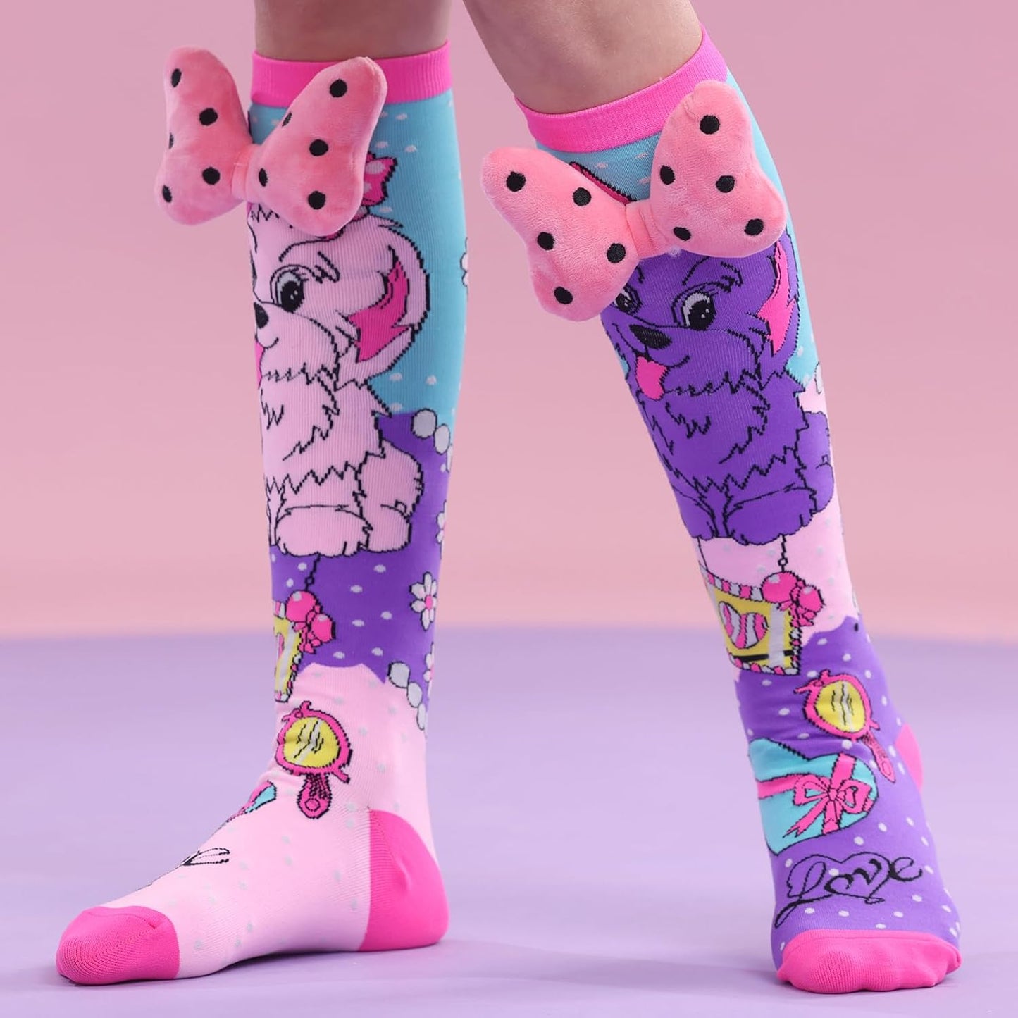 Crazy Socks for Kids Girls 3D Silly Wacky Fun Socks Knee High | Girls Socks 5-16 Years Stretch Long Socks, Crazy Sock Day Halloween Christmas Birthday Easter Party Gift School Wear
