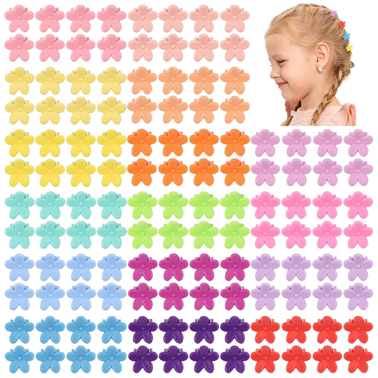 128PCS Baby Girls Small Barrettes Hair Claw Clips Flower Hair Hair Accessories Barrattes for School Girls Kids Teens