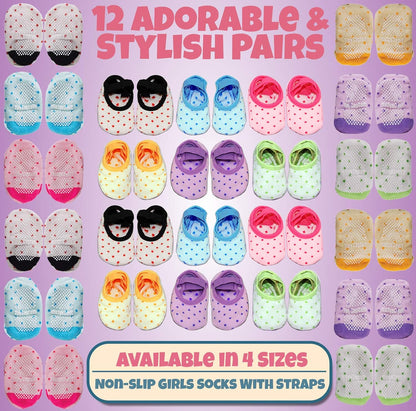 Baby Toddler Girls Grip Socks anti Slip W/Strap Socks Girl 0-7 Years Old Gift Set Age 1-7 Socks with Grippers