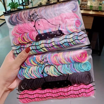 100Pcs/Set Girls Elastic Hair Bands Girls Hair Accessories 2.5Cm Colorful Rubber Band Children Ponytail Holder Kids Hair Ties
